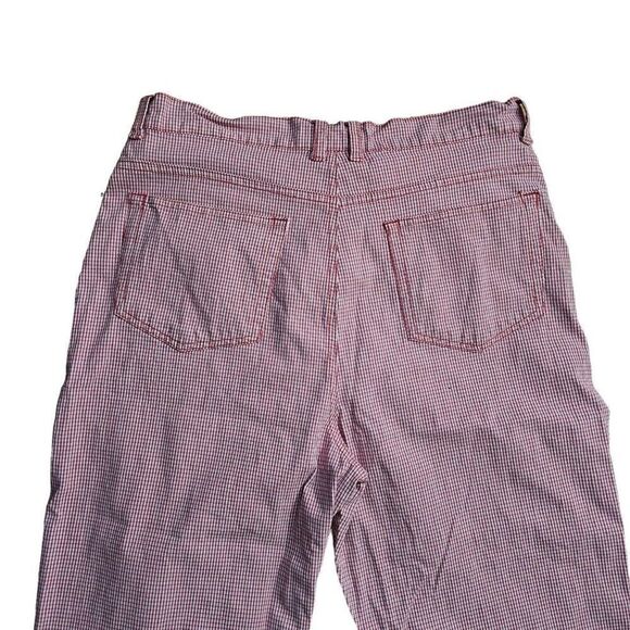 Vintage 90s Cropped Jeans Womens Size 12 Red Gingham Check Cowgirl Western Pinup - Picture 6 of 6